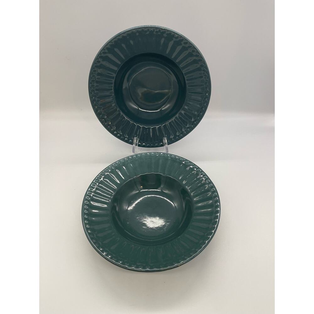 Citrus Grove Teal Blue Set of 2 Soup Bowls 8.5"